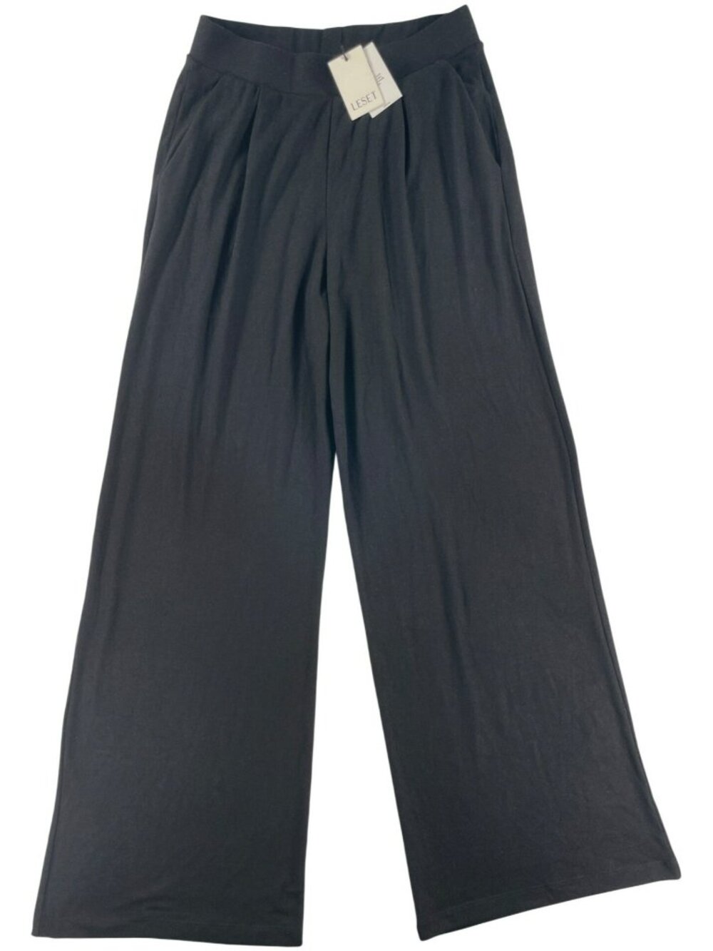 Leset Lauren Pleated Soft Luxury Pocket Pants Black Size Medium MSRP$220 NEW